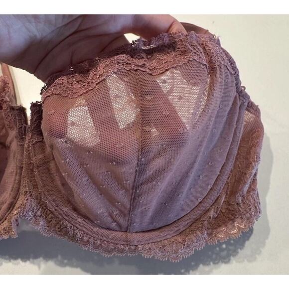 Dobreva Women’s Size 40C Unlined Pink Lace Sheer Bra Underwire Romantic - Picture 2 of 7